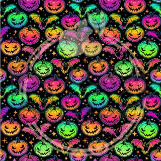 Neon Space Bats and Pumpkins Vinyl