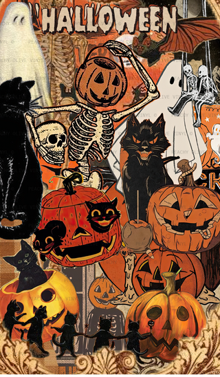 Orange Halloween Collage Vinyl