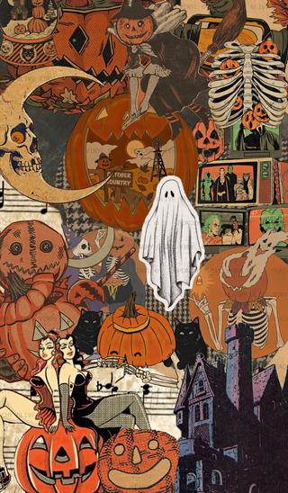 Orange Halloween Collage Vinyl