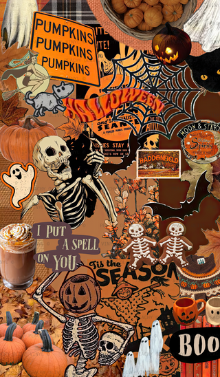 Orange Halloween Collage Vinyl