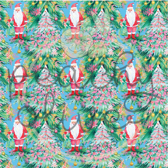 Pastel Santa Christmas Trees Vinyl