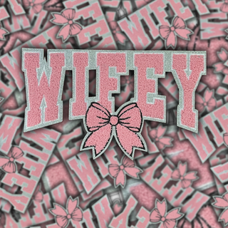 Pink & Silver Wifey- Chenille Patch
