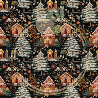Embroidered Christmas Houses Vinyl