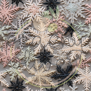 Navy Embroidered Snowflakes Vinyl