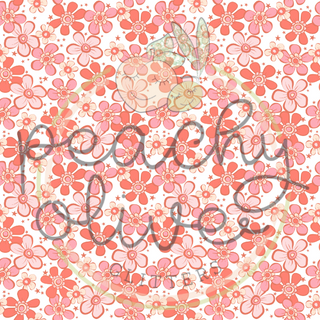 Peachy Retro Flowers Vinyl