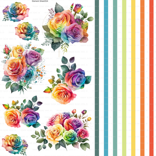 Rainbow Floral Element Decal Sheet