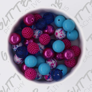 Purple and Blue Splatter Gumball Beads - 28