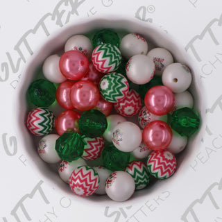 Pink & Green Christmas Gumball Beads - 38