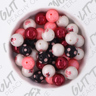 Pink & Black Christmas Gumball Beads - 21