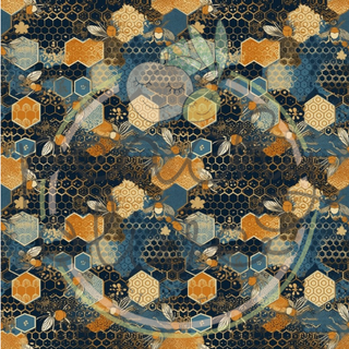 Navy Geometric Honeycomb Vinyl