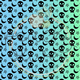 Blue and Green Ombre Skulls Vinyl