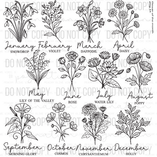 Flower Of The Month Decal Sheet