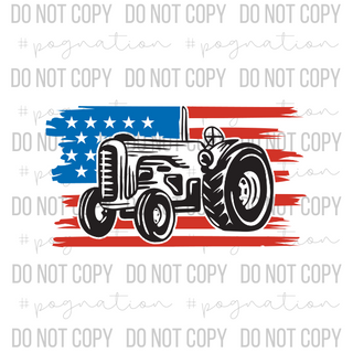 Tractor American Flag Decal