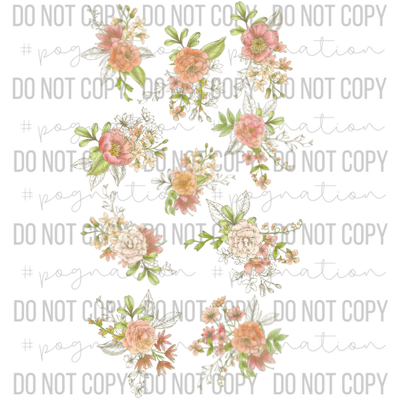 Peachy Floral Decal Sheet