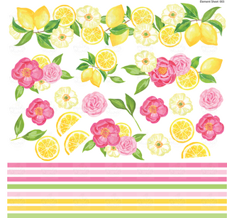 Lemon Floral Element Decal Sheet