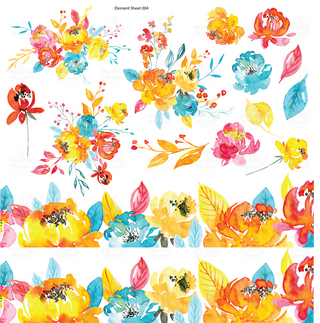 Bright Spring Floral Element Decal Sheet