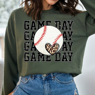 Gameday Leopard Heart Baseball  -DTF Transfer