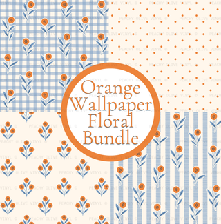Orange Wallpaper Floral Vinyl Bundle