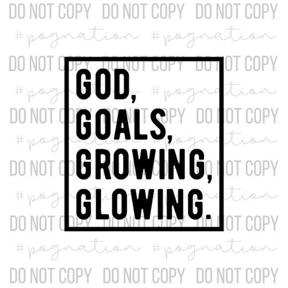 God, Goals, Growing, Glowing Decal
