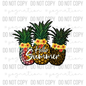 Hello Summer Pineapples Decal