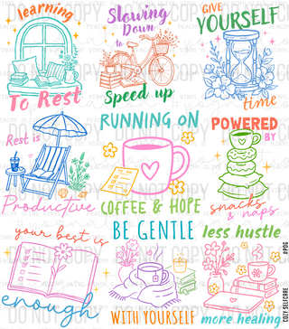 Cozy Self Care Decal Sheet