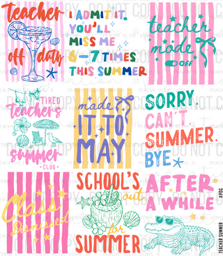 Teacher Summer Decal Sheet