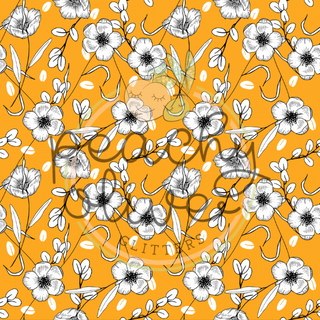 Contemporary Yellow with White Flowers Vinyl - 384