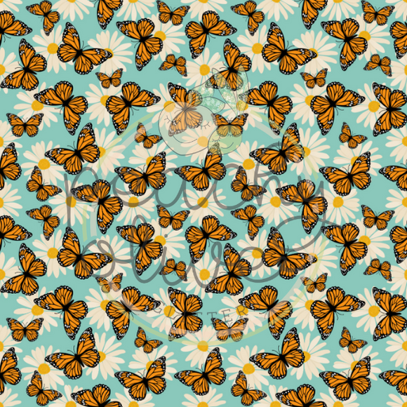 920 - Monarch Butterflies Teal Vinyl