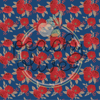 Bold Red & Blue Floral Vinyl - 758/759