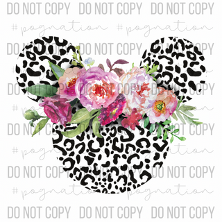 Leopard Floral Mouse Girl Decal - S0047
