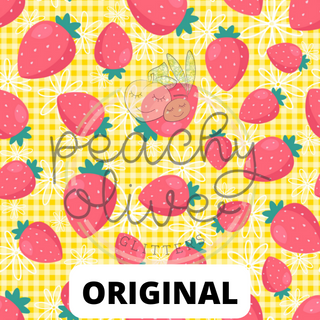 Yellow Gingham Strawberries Vinyl
