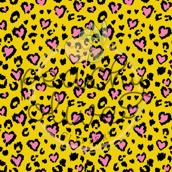 Pink & Yellow Heart Leopard Vinyl - 53