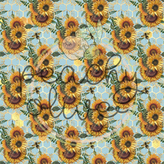 Sunflower Bee Blue Honeycomb Vinyl - 80/615