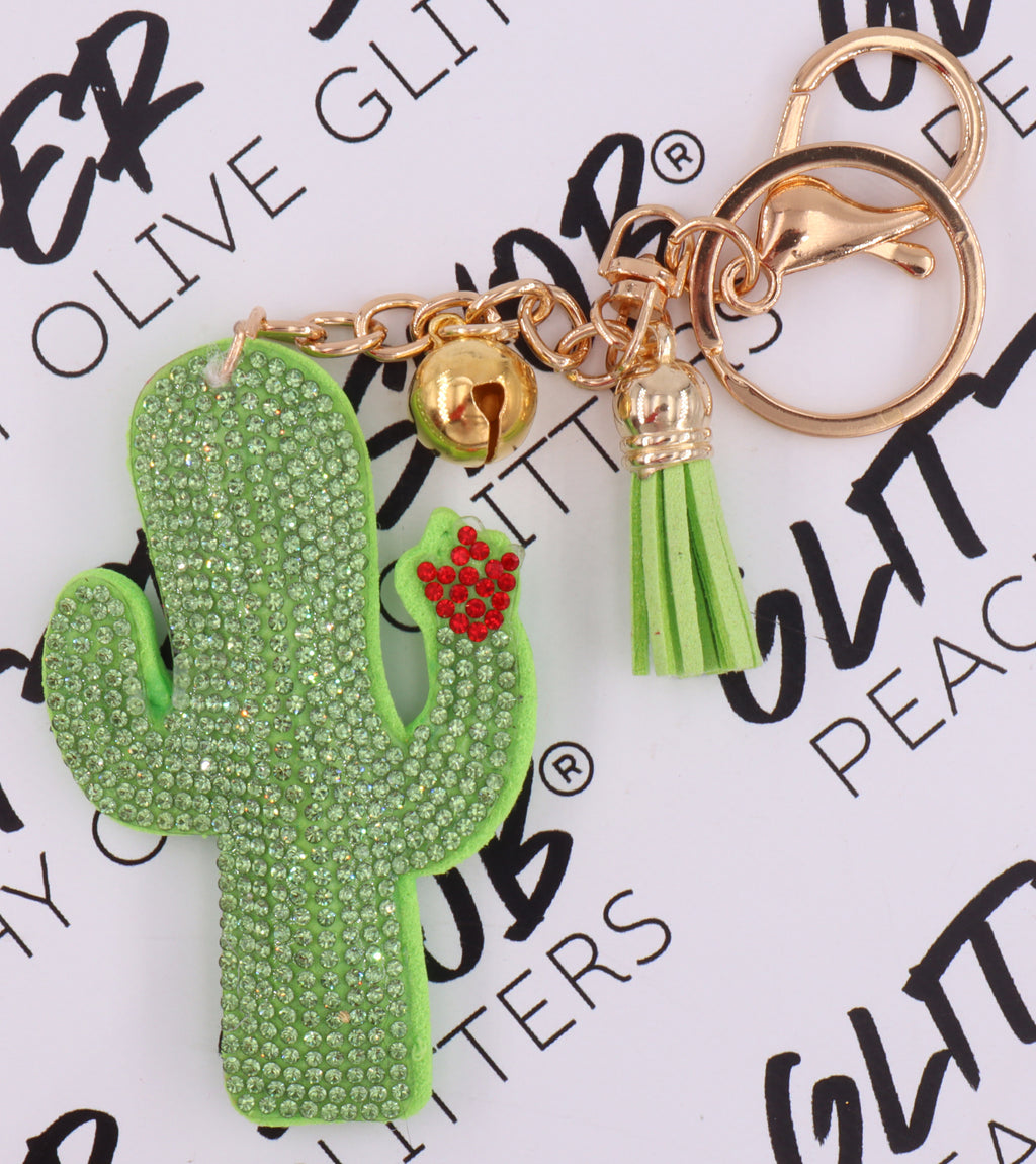 Cactus Keychain – Peachy Olive Glitters