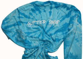 Glitter Snob Long Sleeve Blue Tie-Dye T-Shirt