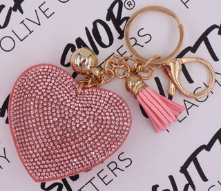 Light Pink Rhinestone Heart Keychain
