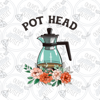 pothead stickers Pot Head Decal 2.5 in. / White Opaque