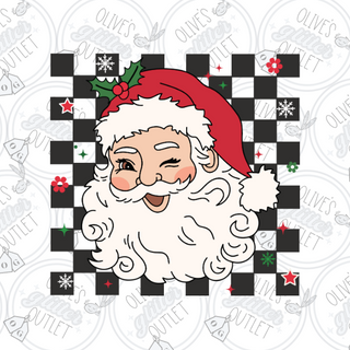 Checkered Winking Santa Decal