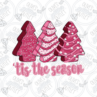 Pink Tis' The Season Tree Cakes Decal