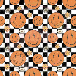 Orange Checkered Smileys Vinyl