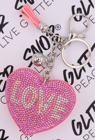 Pink Love Heart Keychain