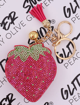 Pink Strawberry Keychain