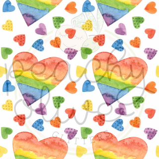 Rainbow Watercolor Hearts Vinyl