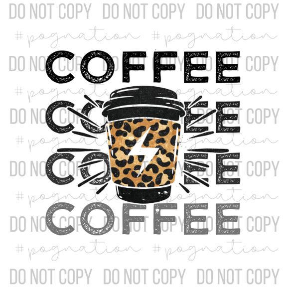Coffee x4 Leopard Decal - S0208