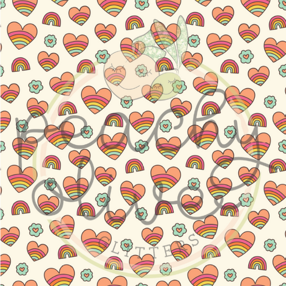 Rainbow Doodle Hearts Vinyl
