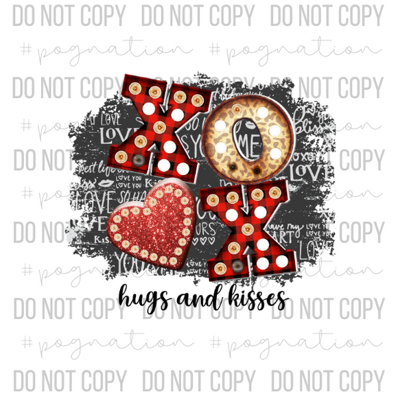 Distressed Hugs and Kisses Decal
