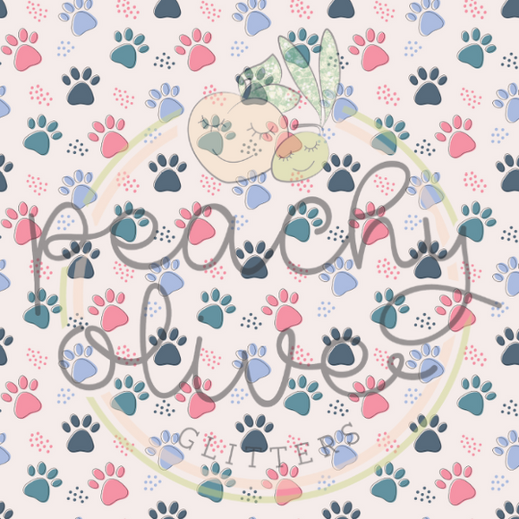 Pink and Blue Paw Prints Vinyl