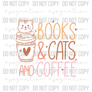 Books Cats Coffee Decal