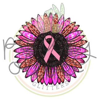 Pink Ribbon Sunflower Decal - S0129