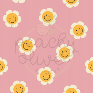 Smiley Face Flowers Patterned Vinyl 12 x 12